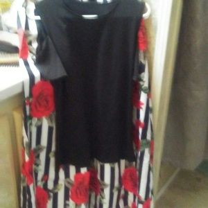 SKIRT& Black  opened  sleeves shirt